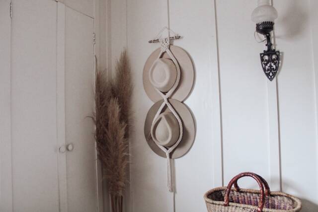 Hat Holder - Macrame Wall Hanging Boho Driftwood Decor - image 1