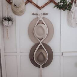 Hat Holder - Macrame Wall Hanging Boho Driftwood Decor - thumbnail 3