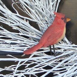 White Twig Wreath With Faux Cardinals Natural Winter Door Holiday Decor - thumbnail 3