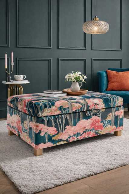Coffee Table With Storage in Linwood Arboreal Cerise Velvet - image 1