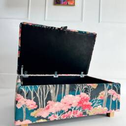 Coffee Table With Storage in Linwood Arboreal Cerise Velvet - thumbnail 3