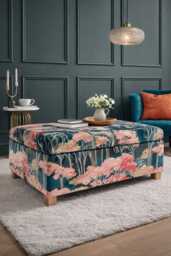 Coffee Table With Storage in Linwood Arboreal Cerise Velvet - thumbnail 1