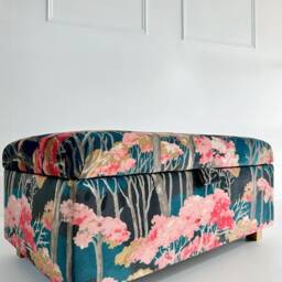 Coffee Table With Storage in Linwood Arboreal Cerise Velvet - thumbnail 2