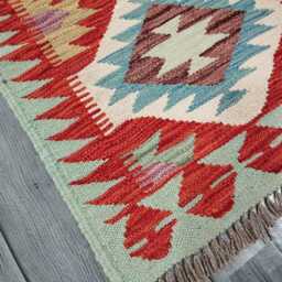 Classic Runner Rug, Handmade Artisan Afghan Turkish Scandinavian Navajo Bohemian Wool Flatweave Multicolour Kilim Rug 198x61 cm - thumbnail 2