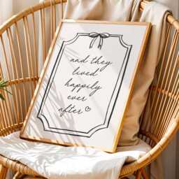 And They Lived Happily Ever After Art Print, Newlywed Wall Art, Wedding Day Gift, House Warming Gift For Couples, Love Decor - thumbnail 3