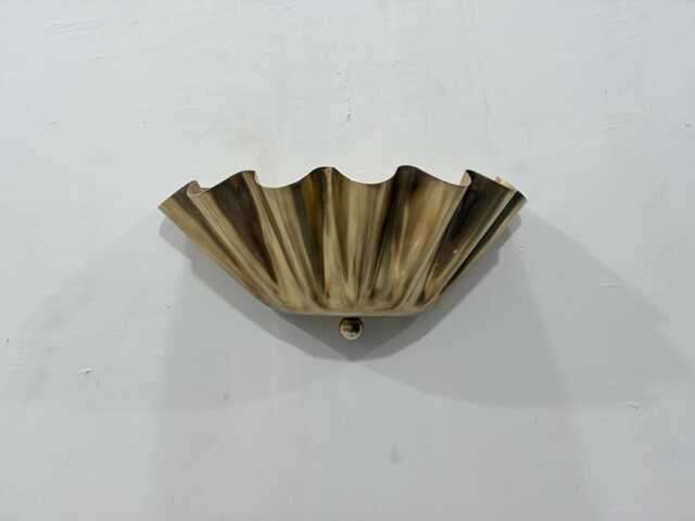 Vintage Brass Ruffle Shade Mid Century Raw Half Flower Handmade Vanity Wall Sconce Fixture Lamp Art Deco - image 1