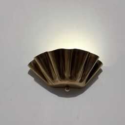Vintage Brass Ruffle Shade Mid Century Raw Half Flower Handmade Vanity Wall Sconce Fixture Lamp Art Deco - thumbnail 3