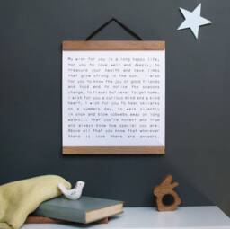 Personalised Christening Wish Wall Art - Small - Hanging Baptism Present Gifts Under 25 Poem New Baby Gift Token