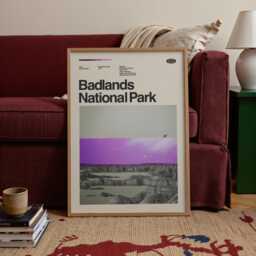 Badlands National Park Poster, Mid-Century Modern Travel Art Print - thumbnail 2