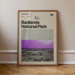 Badlands National Park Poster, Mid-Century Modern Travel Art Print - thumbnail 1