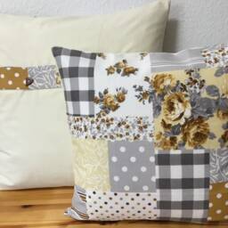 Country Style Cushion Cover Pillow Gray/Ocher Cream 50x50cm - thumbnail 3
