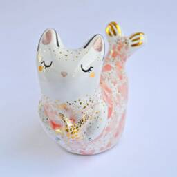 Housewarming Gift, Cat Figurine, Purrmaid, Ceramic Cat, Mermaid Baby Shower Totem, Home Decor, Gift - thumbnail 3
