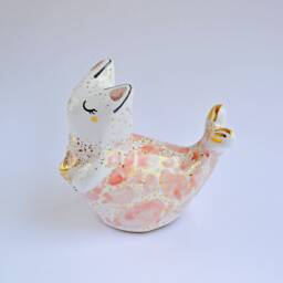 Housewarming Gift, Cat Figurine, Purrmaid, Ceramic Cat, Mermaid Baby Shower Totem, Home Decor, Gift - thumbnail 2