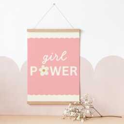 Girl Power Pink Floral Wall Print For Girls Bedroom, Nursery Or Playroom - thumbnail 1
