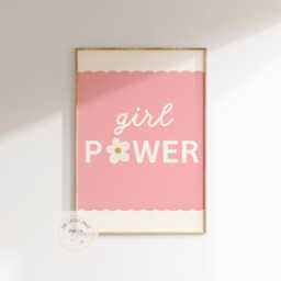 Girl Power Pink Floral Wall Print For Girls Bedroom, Nursery Or Playroom - thumbnail 2