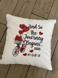 Personalised & So The Journey Begins Cushion - Anniversary Engagement Birthday Valentines Day - thumbnail 1