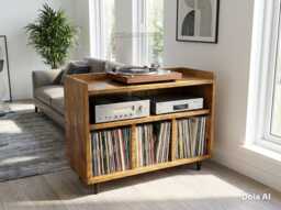 The Revolution - Rustic Pine Vinyl Record & Turntable Storage Unit