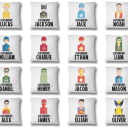 Superhero Custom Text Personalised Name Coloured Novelty Square Kids Boys Girls Soft Filled Cushion Zipped Closure Gift Bedroom Decoration - thumbnail 2