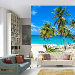 Tropical Palms Beach Ocean Wallpaper Mural Art Print Photomural Wall Decor Easy-Install Removable Peel & Stick High Quality Washable Vlies - thumbnail 2