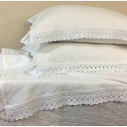 Shabby Chic Crochet Lace Pillowcases All The Way Around, Linen Decorative Cotton Lace - thumbnail 3