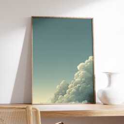 Minimal Cloudscape Poster, Calm Sky Wall Art, Soft Pastel Clouds Print, Serene Atmospheric Landscape - thumbnail 2
