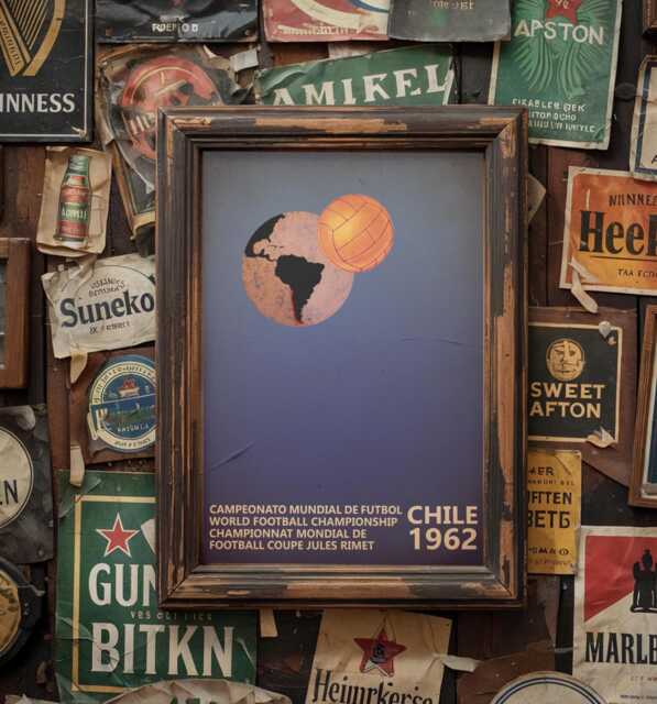 1962 World Cup Chile Poster Vintage Soccer Football Art Print - image 1