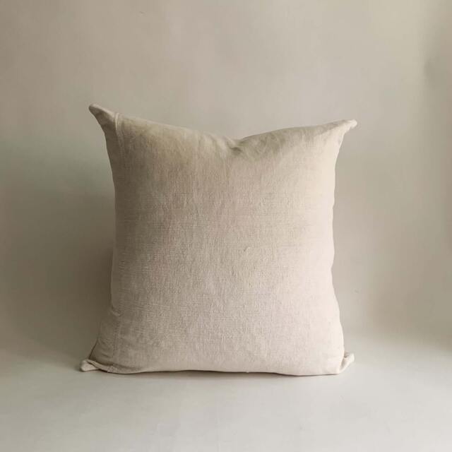 Antique French Linen Pillow Cover, Textured Fabric - image 1