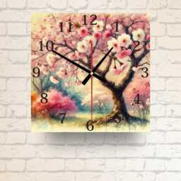 Cherry Blossom Glass Wall Clock Elegant Spring Home Decor - thumbnail 3
