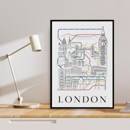 London Poster, London Wall Art, Print, Skyline, Gifts, Decor, Living Room, Underground Art Poster - thumbnail 2