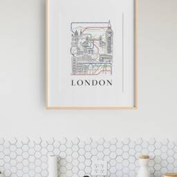 London Poster, London Wall Art, Print, Skyline, Gifts, Decor, Living Room, Underground Art Poster - thumbnail 3