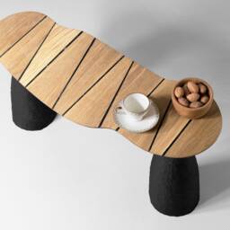 Sculptural Oak Bench - Brutalist & Wabi-Sabi Minimalist Seating For Luxury Interiors - thumbnail 3