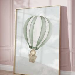 Set Of 3 Hot Air Balloon Animals Prints, Nursery, Playroom, Children's Poster, Girls Boys Bedroom, Kids Wall Art, A3 A4 Print - thumbnail 2