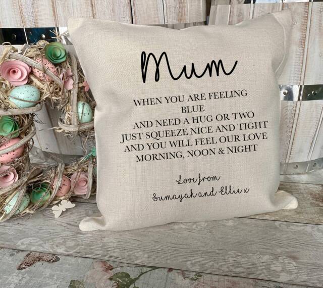 Personalised Mum Christmas Gift, Hug Cushion, Gift For Mum, From Daughter Son, Keepsake - image 1