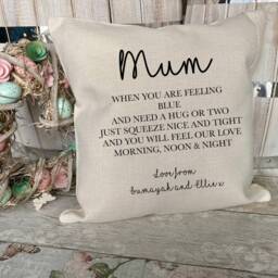 Personalised Mum Christmas Gift, Hug Cushion, Gift For Mum, From Daughter Son, Keepsake - thumbnail 2