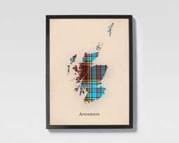 Clan Anderson Scottish Tartan Map - Of Scotland Family Wall Decor, Ready To Hang - thumbnail 1