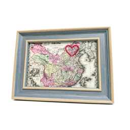 China Heart Map - Custom Gift Anniversary For Him Framed Wedding Vintage Print Of With Hand-Embroidered - thumbnail 2