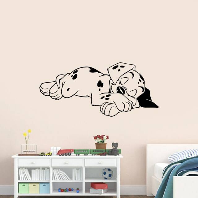 Dalmatian Decal Wall Vinyl Sticker Cartoon Puppy Sleeping Dream Dog Decor Home Kids Room Design Baby Poster Gift Mural Stencil Sign 101-6 - image 1