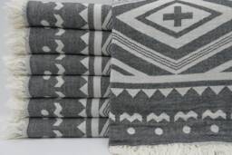 "Double Face Towel, Ultra Soft Towel, Aztec Towel, Black Towel, Cotton Towel, Turkish Towel, 40""x70"