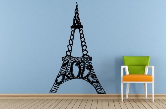 Love Paris France Eiffel Tower Wall Decal Vinyl Sticker Mural Room Decor L1709 - image 1