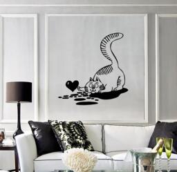 Wall Vinyl Decal Cute Cat Milk Spill Heart Symbol Pop Art Cool Abstract Modern Home Decor - #1104Di - thumbnail 1
