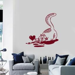 Wall Vinyl Decal Cute Cat Milk Spill Heart Symbol Pop Art Cool Abstract Modern Home Decor - #1104Di - thumbnail 2