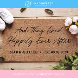 Wedding Rug - Quote & They Lived Happily Ever After Custom Decor Personalized Doormat Entryway - thumbnail 1