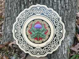 Scottish Thistle - Cast Paper Kevin Dyer Celtic Emblem Of Scotland Scotch Clansman Highland Aesthetic Wall Decor Hanging Purple Flower - thumbnail 1