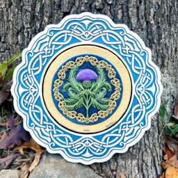 Scottish Thistle - Cast Paper Kevin Dyer Celtic Emblem Of Scotland Scotch Clansman Highland Aesthetic Wall Decor Hanging Purple Flower - thumbnail 2