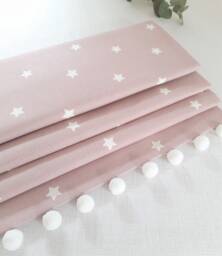 Pink Stars Blackout Roman Blind With Pom Trim