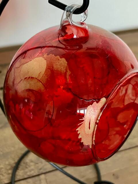 Hand Painted, Red Candle Holder. Glass Holder On A Stand, Gift Ideas. Shelf Decor. Christmas For Her. Romantic - image 1