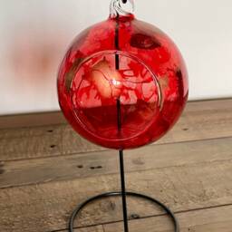 Hand Painted, Red Candle Holder. Glass Holder On A Stand, Gift Ideas. Shelf Decor. Christmas For Her. Romantic - thumbnail 4