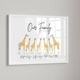 Personalised Framed Giraffe Family Print, Sign, Gift, Home Decor Christmas Gift - thumbnail 3