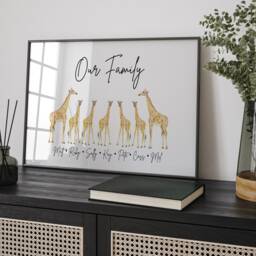 Personalised Framed Giraffe Family Print, Sign, Gift, Home Decor Christmas Gift - thumbnail 2