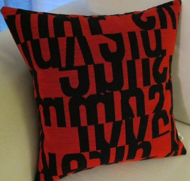 Mid Century Modern Pillow Cover Scarlet Red Letters, Gunnar Anderson Fabric - image 1